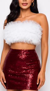 Ryan Mesh Tulle Tube Top - White